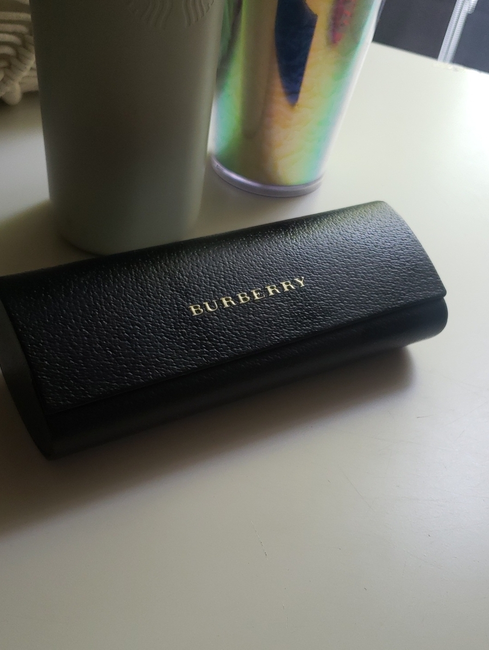 Burberry Black Leather Eyeglass Case